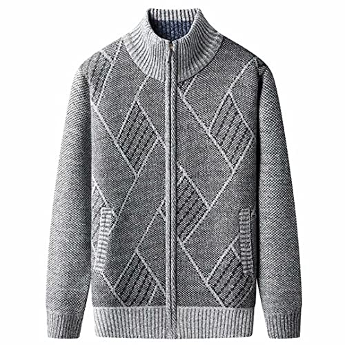 Jinsha Chaqueta de Punto de Cremallera para Hombres(Light Gray-XXL) Cover