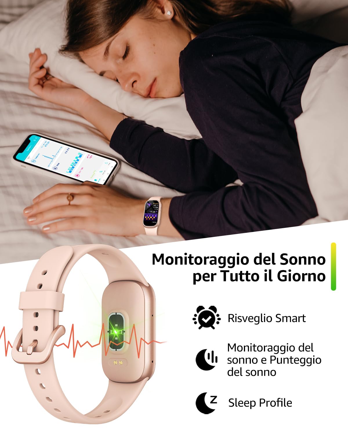 Asmoda Smartband, 1.47" Orologio Smartwatch Uomo Donna con Contapassi/Sonno/Cardiofrequenzimetro, 130 modalità Sportive Smart Band, Impermeabil IP68 Smart Watch per Android iOS