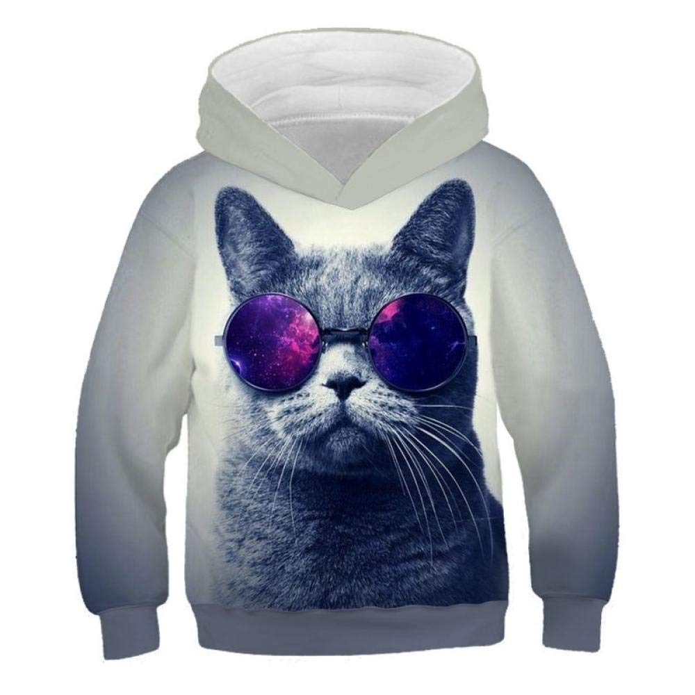 Sweat chat enfant imprimé 3D avec capuche en polyester souple pour printemps - 4