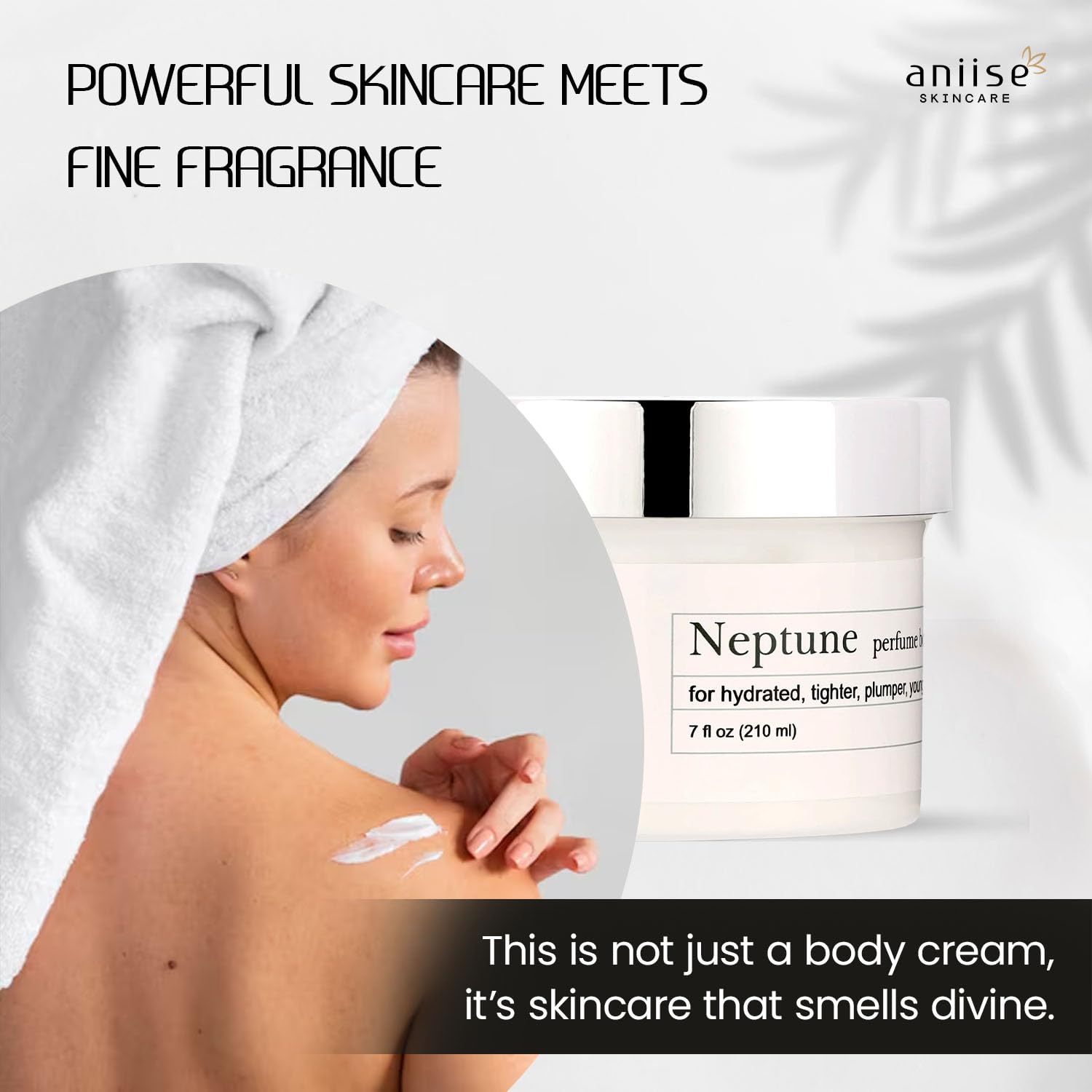 Aniise Apothecary Perfume Body Cream | Neptune- Inspired by Oud & Bergamot | Natural Moisturizing Skin Care Cream for Fragrant, Hydrated, Tighter, Plumper, Youthful Skin | 7 fl oz (210 ml)