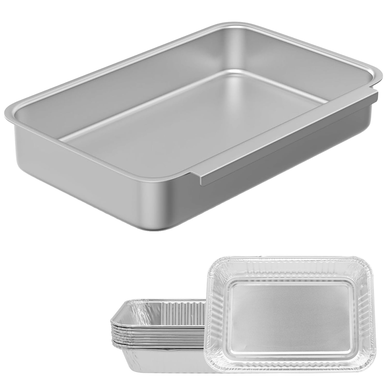 93305 Catch Pan with 20 Pack 6415 Drip Pans Foil Liners for Weber Genesis & Genesis GS4 II 300, Spirit I 2/3 Burners, Genesis Silver/Gold/Platinum,1000-5500, Grills, Replace for Most Weber Gas Grill
