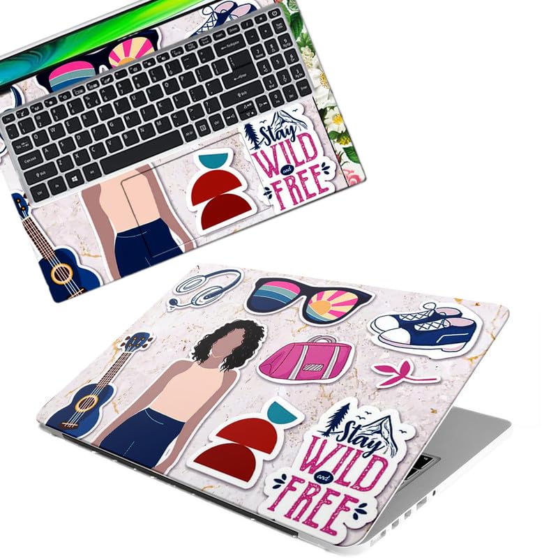 Floral D25 Full Body Vinyl Laptop Skin/Sticker/Cover Upto 15.6 Inches Laptops Laminated-Removable-HD Quality Compatible for Hp-Dell-Sony-Lenovo-Asus etc.(15×10 Inches)