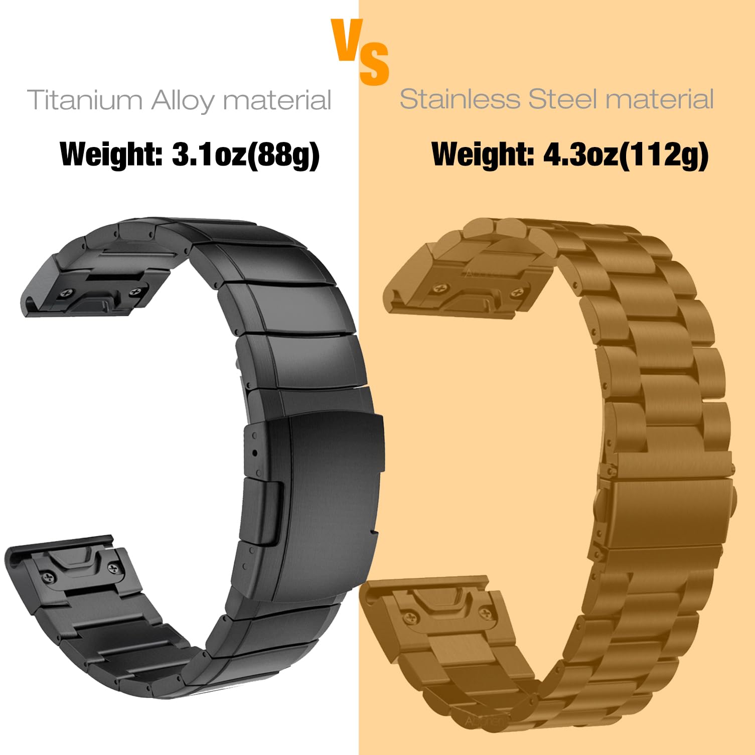 ahayo Correa de reloj de titanio ligera de ajuste rápido de 22 mm para Garmin Fenix 7 / Fenix 6 / Fenix 5 / epix pro 47 mm, pulsera de metal con hebilla de acero inoxidable para MARQ/Quatix 7