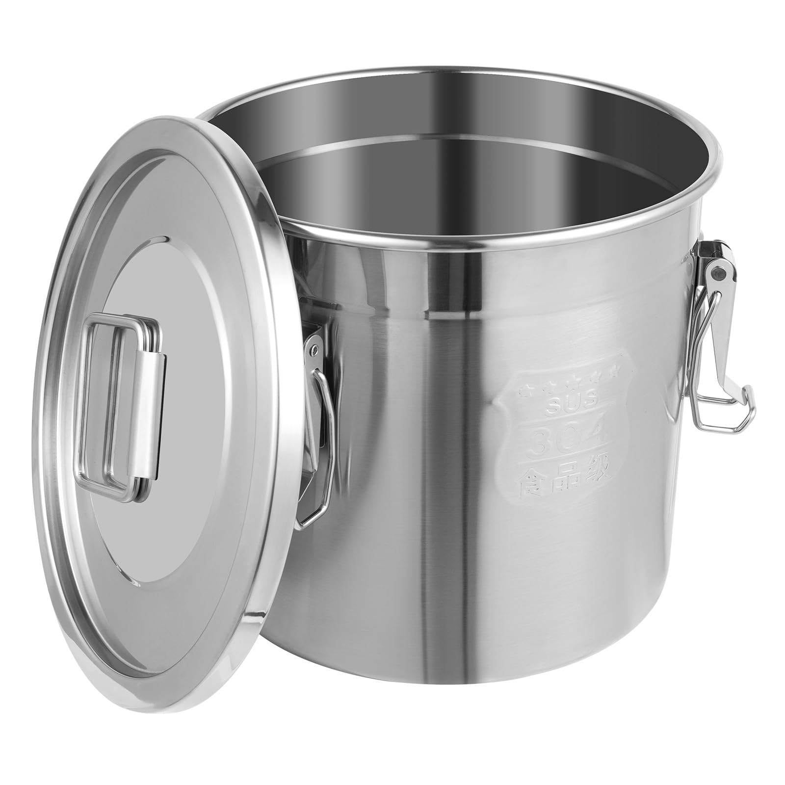 Contenitore ermetico per cereali, in acciaio inox, da 12 l | Grande contenitore per cereali in metallo con coperchio e morsetto di bloccaggio per riso, farina e cereali