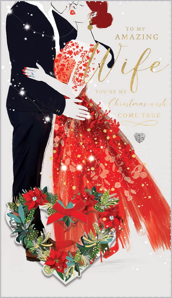 Abacus Christmas Card Wife - Embrace, Multicoloured