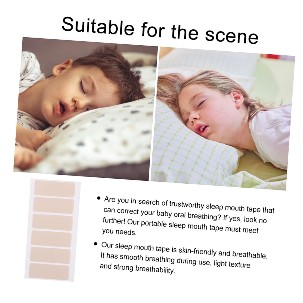 2 Series Parche Para Respirar Por La Boca Pegatina Para Dormir Tira De Dormir Para Pequeños Tira De Respiración Para Dormir Gel De Sílice 2 Paquetes*2