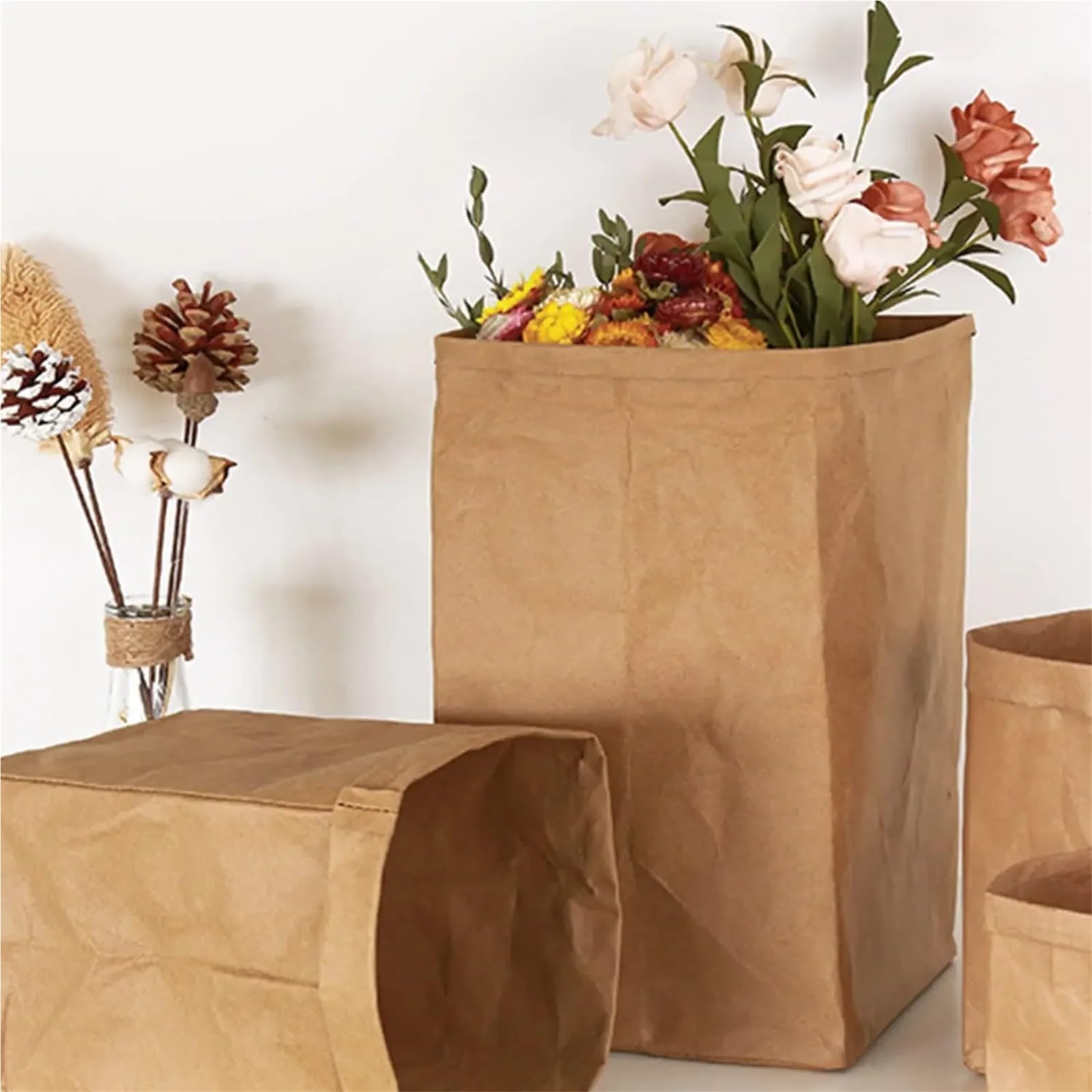 Lot de 50 sacs à déjeuner en papier kraft recyclables pour bonbons, sandwich, pain, aliments