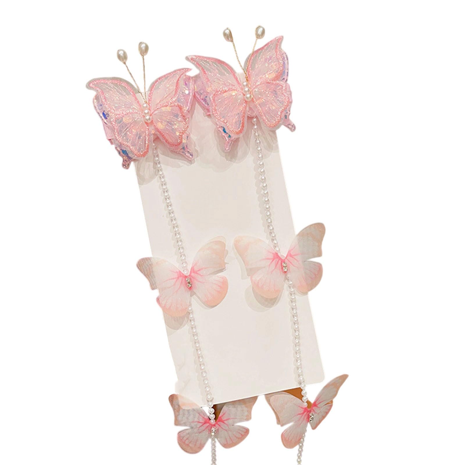 YUXITA Pearls Butterfly Hair Chain Clip Elegant Braided Hair Accessory For Weddings Parties Securely Hold Lightweight Design