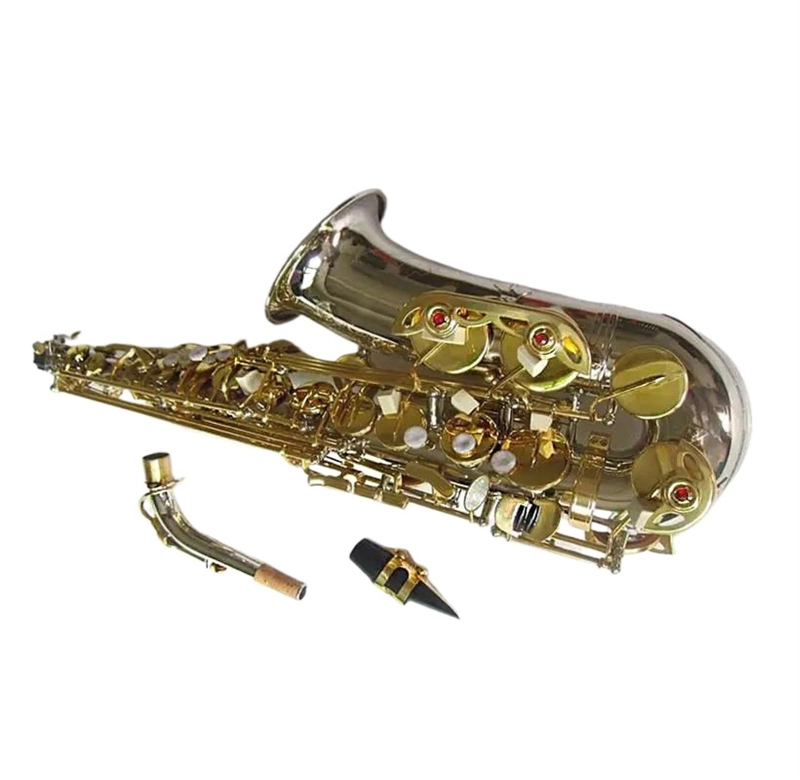 Saksofon Altowy Eb Nikiel Srebrny Korpus I Pozłacany Klucz E Płaskie Profesjonalne Instrumenty Muzyczne Z Etui profesjonalny Saksofon (Color : Leather bag)
