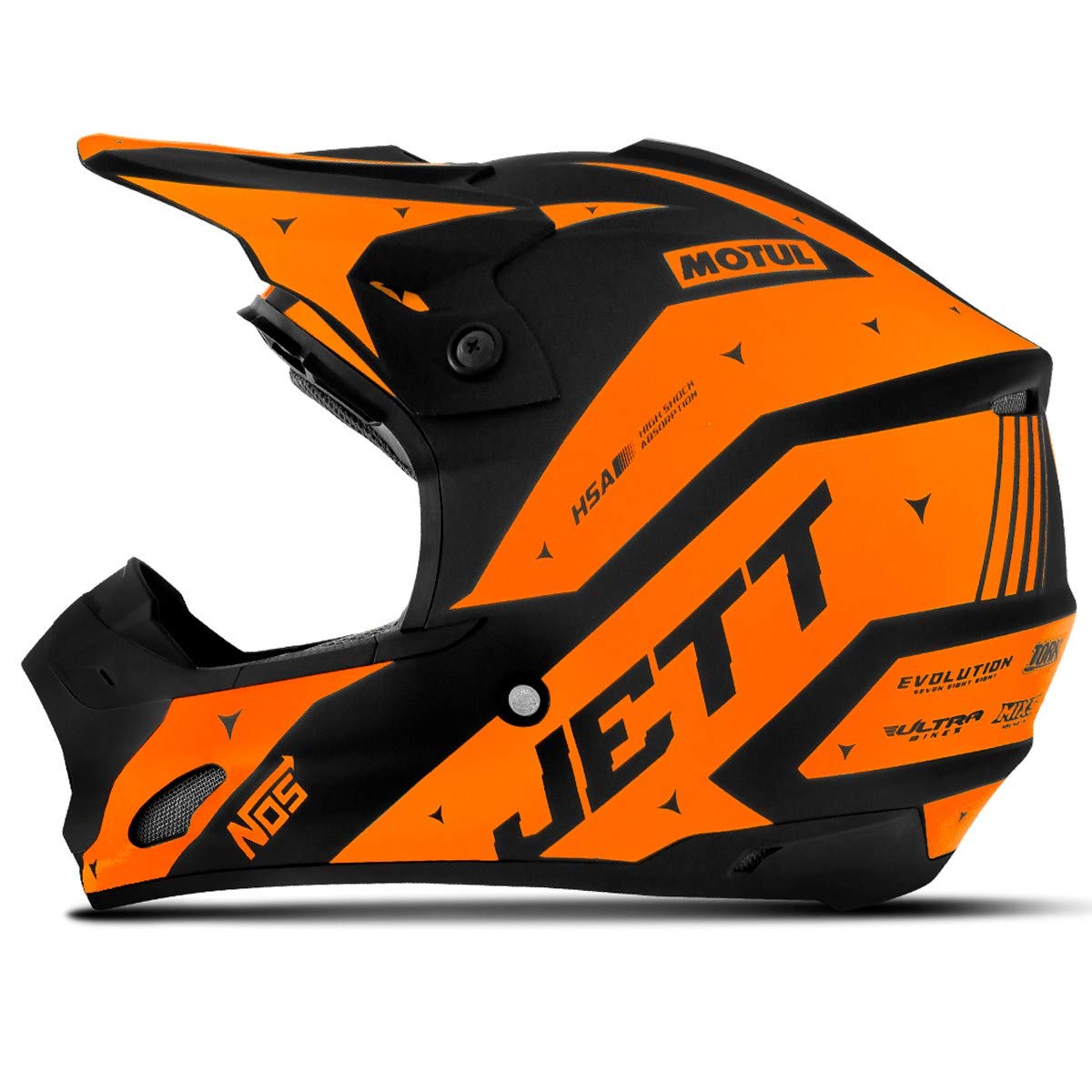 Capacete Motocross Th1 Jett Evolution 2 Preto/Laranja Neon 60