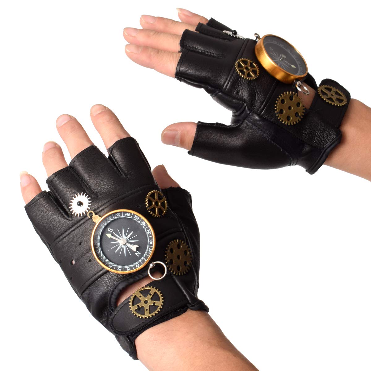 GRACEART Rękawice steampunkowe gotyckie męskie rękawiczki bez palców