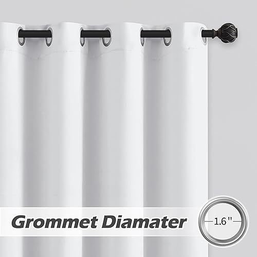 Miniatura 8 de FMFUNCTEX Cortinas opacas blancas para ventana para sala de estar, dormitorio, bloqueo de luz total, cortinas para sala de estar, juego de