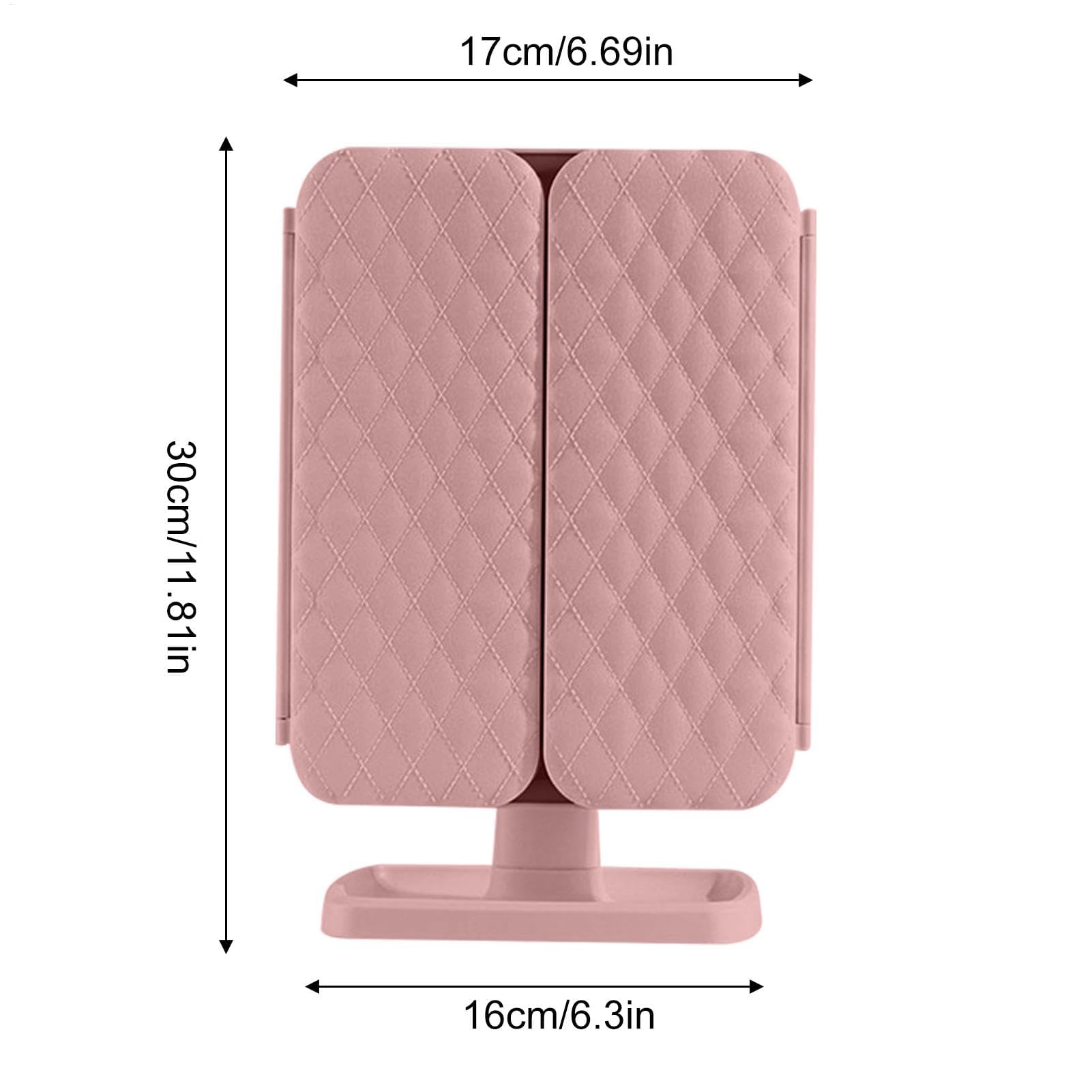 Espejo de maquillaje triple con LED de 3 colores, rotación de 180°, espejo de tocador de aumento para mujeres y niñas, herramienta perfecta para cosméticos y belleza