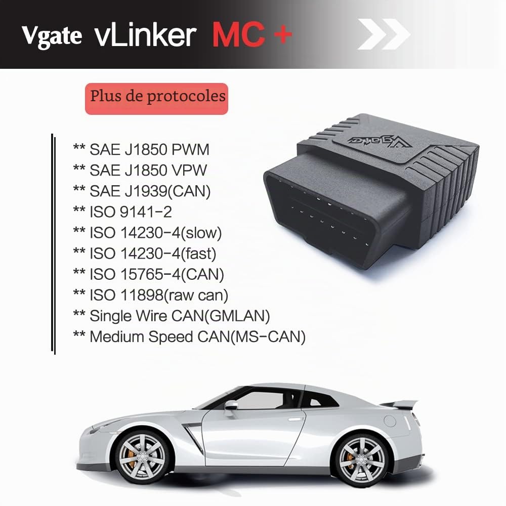 Vgate vLinker MC+ Bluetooth OBD2 Car Diagnostic Tool for iOS, Android & Windows