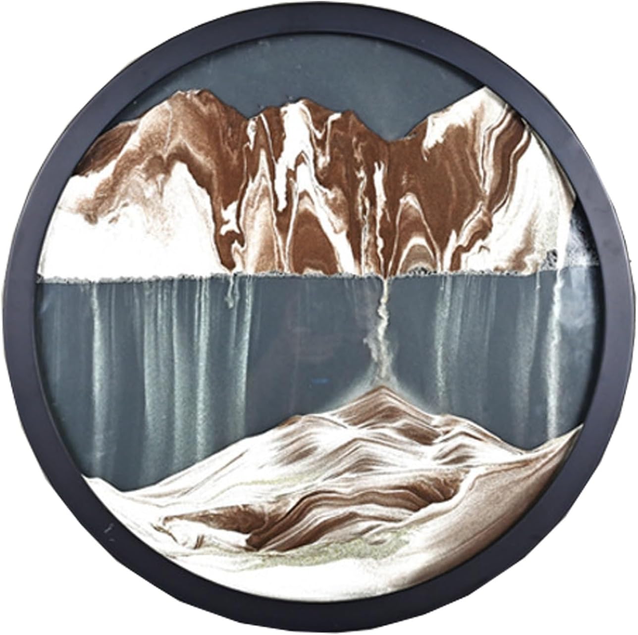 Moving Sand Art Picture Round Glass 3D Deep Sea Sandscape Room Decoration,Sand Art Wall Mounted Rotate Sculpture, Glass Crafts Solid Wood Frame, Relaxing Mood Home Office Work Decor ( Color : O , Size