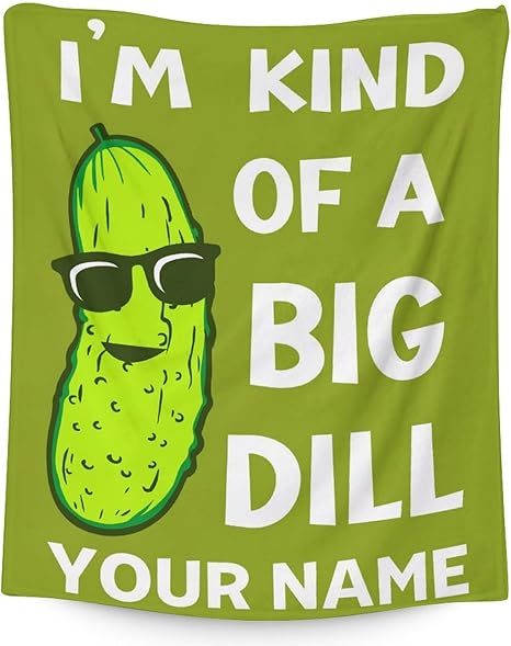 Custom Pickle Throw Blanket for Girls Boys - 40x50 Inches Crib Size - Soft Fluffy Cozy Blankets Gift - Green Funny Blanket Throws for Travel, Office