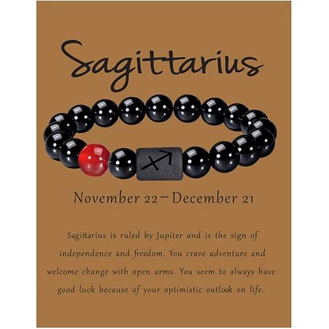 VLINRAS Zodiac Bracelet for Men Women, 8mm 10mm Natural Black Onyx Stone Star Sign Constellation Horoscope Bracelet Gifts