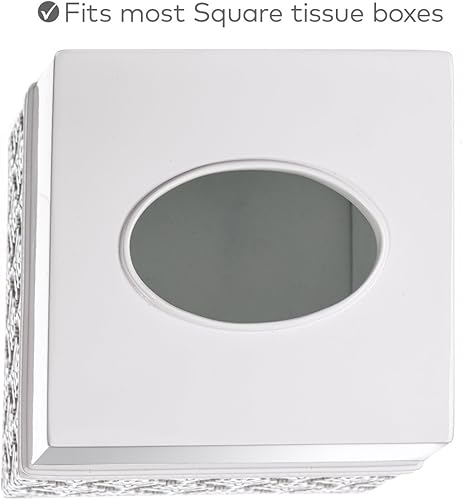 Miniatura 6 de Creative Scents Funda cuadrada para caja de pañuelos de damasco espejo - Soporte decorativo para papel de baño, contenedor moderno de servilletas,