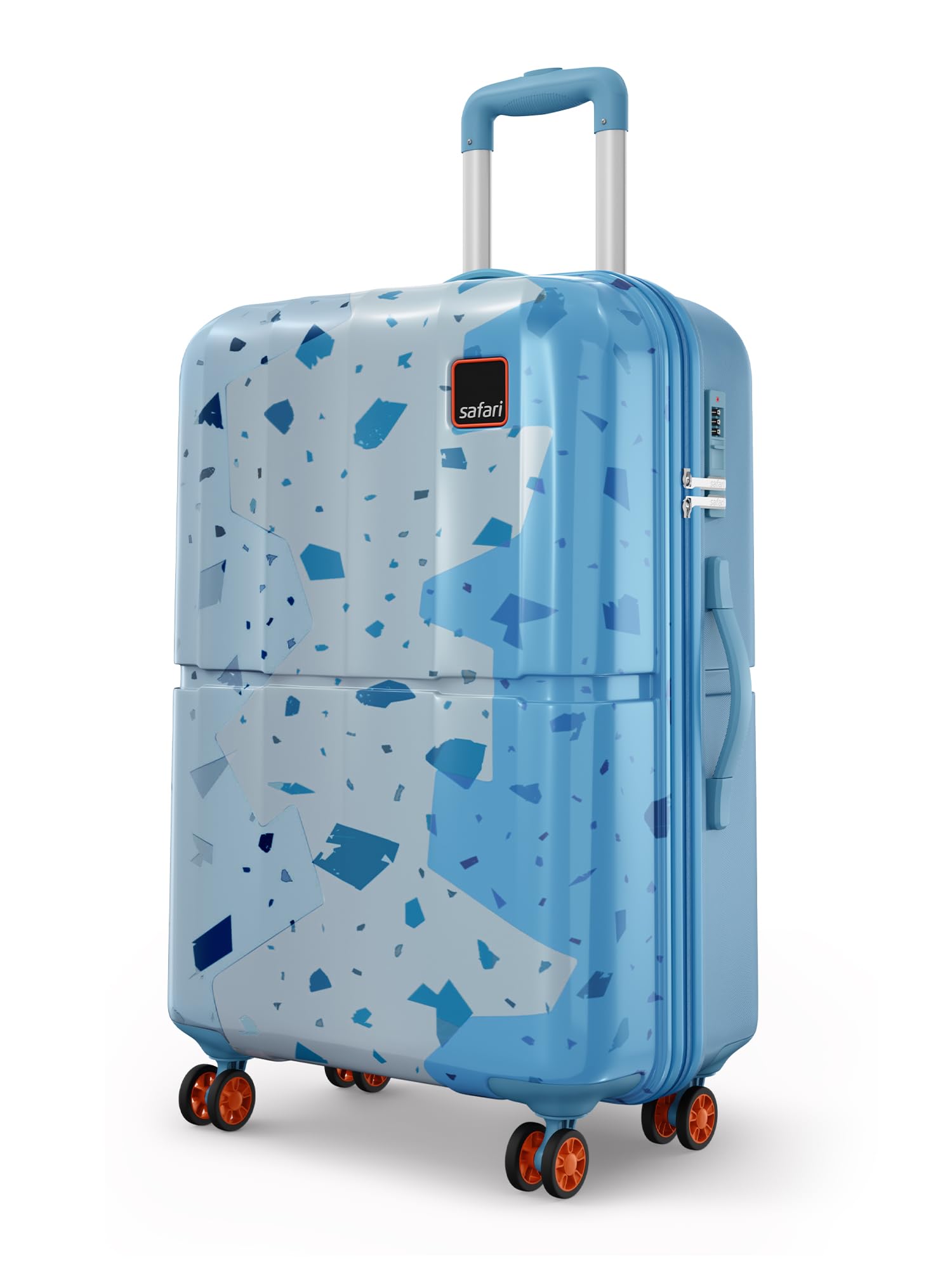safari Tazzo 8 Wheels 66cm Medium Size Trolley Bag, Hard Case Polycarbonate, 360º Wheeling Small Check in Luggage, Suitcase for Travel, Trolley Bags for Travel, Printed-picture-48