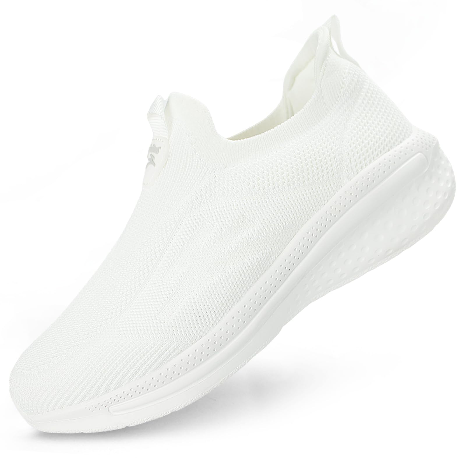 Giniros Women's Comfort Walking Shoes Athletic Lightweight Breathable Mesh Running Shoes Fashion Slip on Sneakers White 8