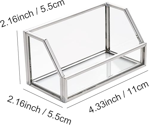Miniatura 5 de Feyarl Tarjetero de vidrio para oficina, soporte para tarjetas de negocios, organizador de tarjetas de visita, almacenamiento para encimera de