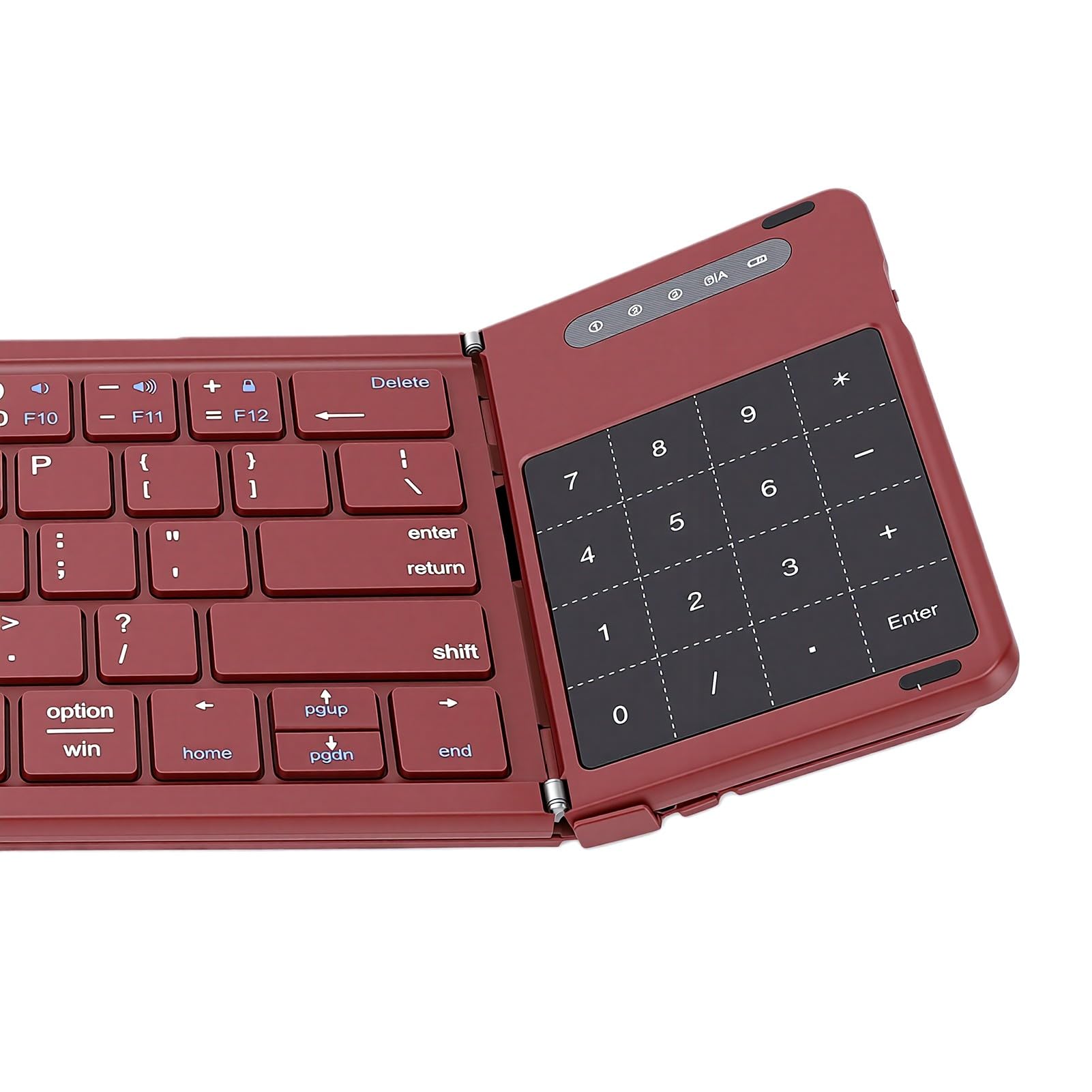 Dpofirs Tastiera Bluetooth Pieghevole con Touchpad, Tastiera da Viaggio Wireless Portatile Ricaricabile per Tablet, Telefono Portatile (WINE RED)