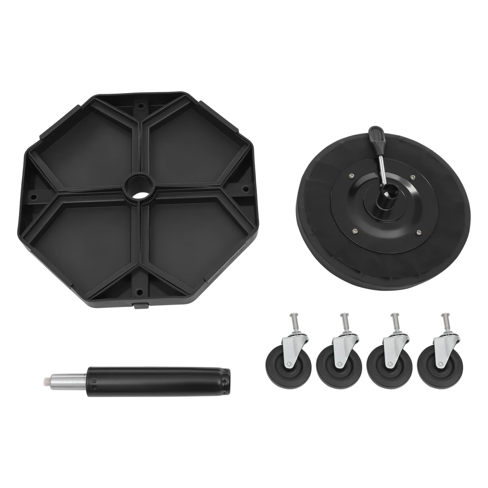 Sgabello da officina con ruote, altezza regolabile da 45 a 61 cm, con vassoio per attrezzi, per meccanici, garage, fai da te (nero)