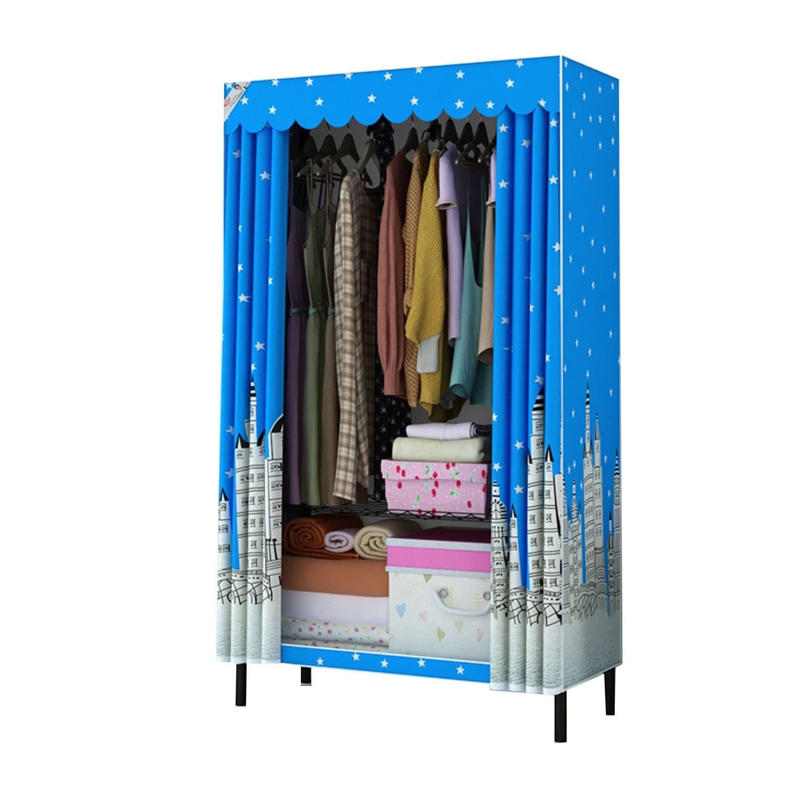 Armario de lona individual duradero para colgar ropa organizador plegable de dormitorio