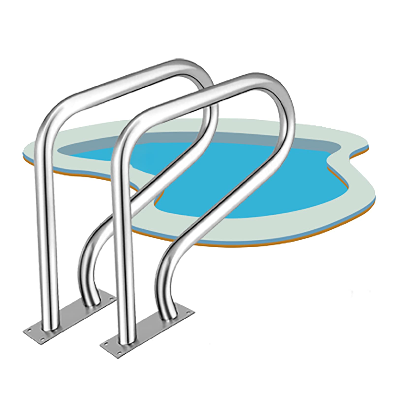 Rampe d'escalier de piscine 250lbs haute capacité de charge inox 304 81x58cm