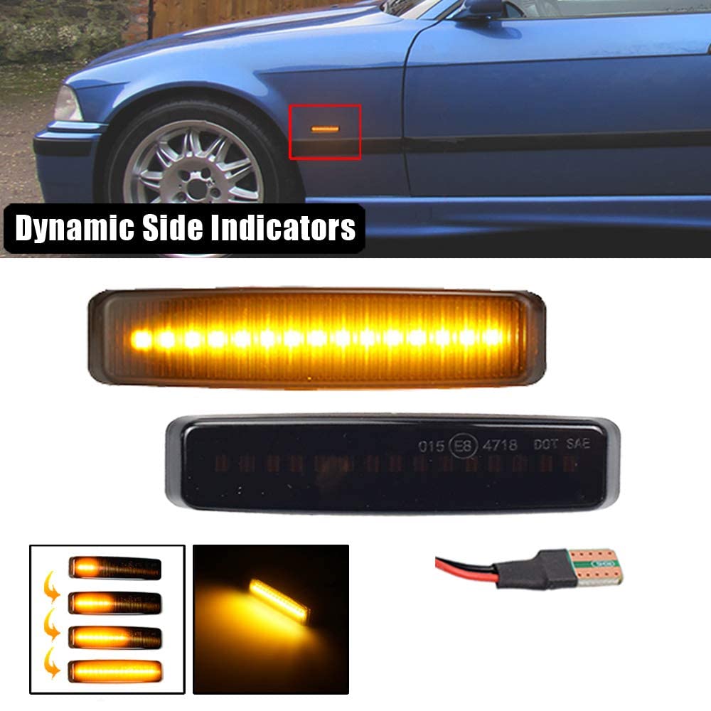 Smoked Lens Full LED Front Fender Side Marker Light Turn Signal Lamp Assembly Replacement For BMW 5 Series E39 M5