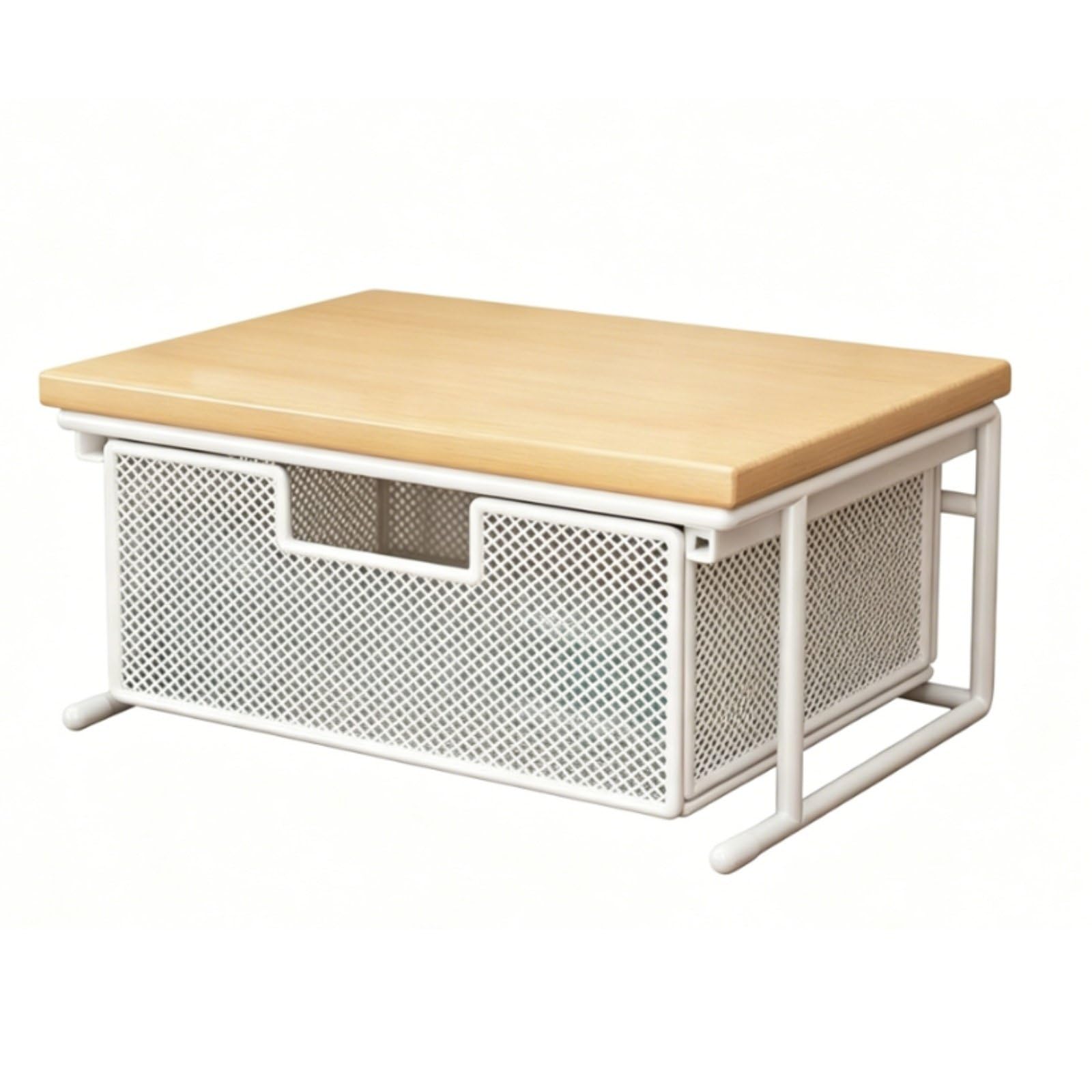 Druckerständer Desktop Regal Aufsatz Halter mit Schublade aus Metallrahmen Und Platte für Platzsparende Organisation von Dokumenten für Studium Gemeinschaftsbüro, Natural Wood, Style to 2
