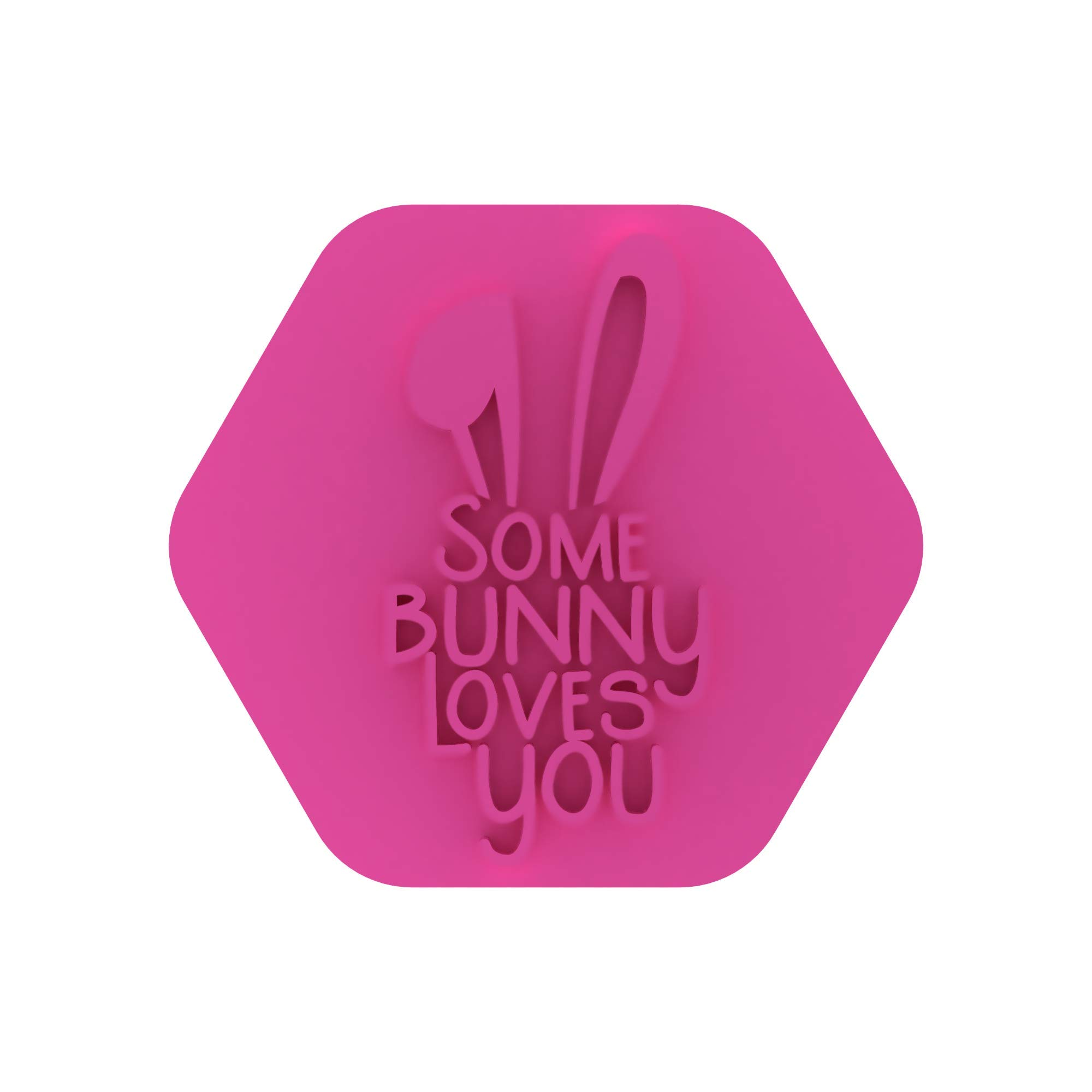 Some Bunny Loves You Cookie Stamp Happy Easter Icing Fondant Embosser - Light Pink