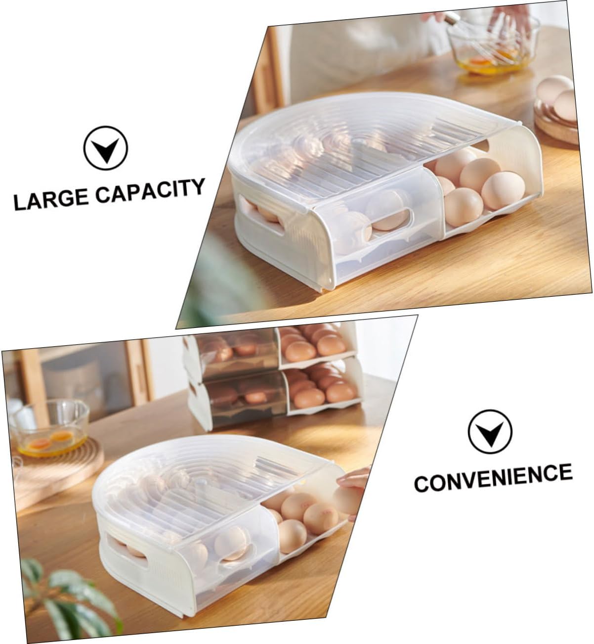 Angoily Egg Carton Egg Holder U Shape Egg Container U Shape Egg Storage Container Wonder Web Egg Container with Lid Chicken Egg Container Double Layer Egg Container Plastic White