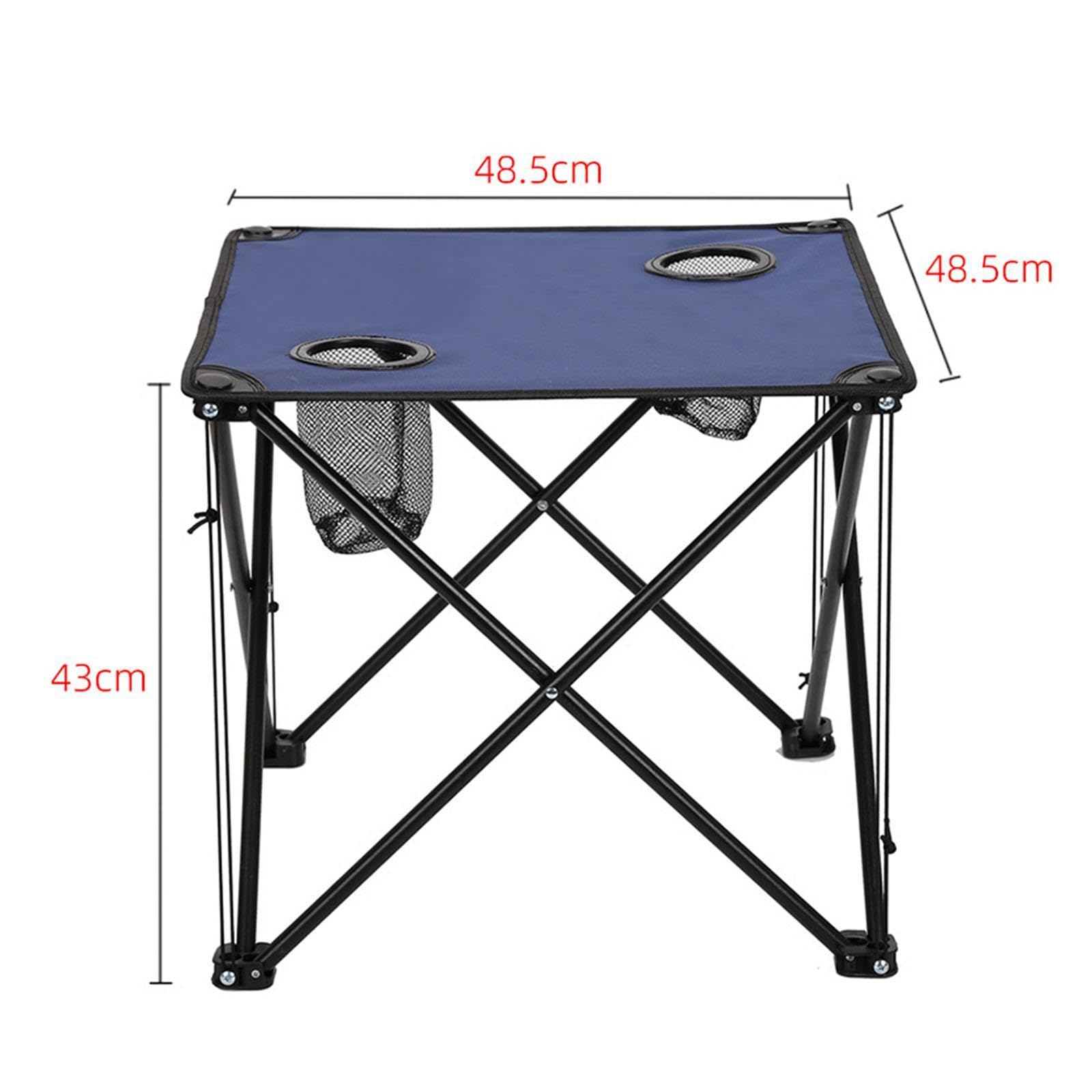 kowaku Table de Camping Pliable Multifonctionnelle pour Extérieur avec Porte-gobelets Ossature Métallique Solide Tissu Oxford Rangement Facile, Bleu