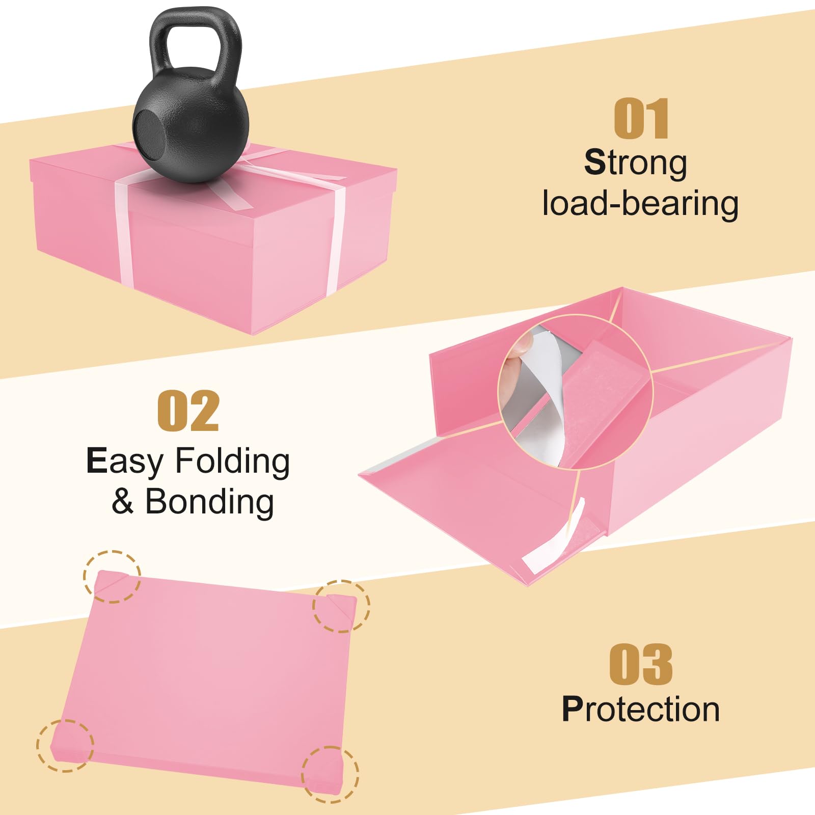 Geschenkbox, 41,9 x 33 x 14 cm, große rosa Geschenkboxen mit Deckel für Geschenke, Geburtstagsbox enthält Kartenband, geschreddertes Papierfüller, Geschenkpapierboxen für Valentinstag, Muttertag
