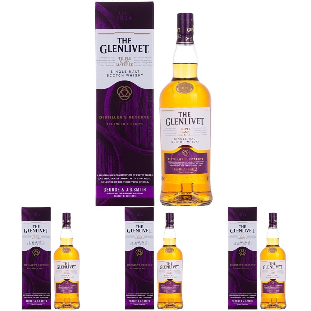 The Glenlivet DISTILLER'S RESERVE Triple Cask Matured Single Malt Scotch Whisky (1 x 1 l) (Packung mit 4)