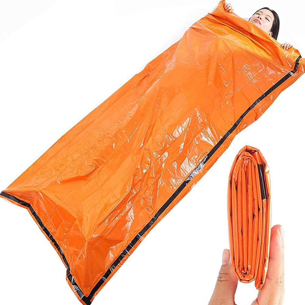 Hochwertige Campingtaschen & Schlafsäcke | Faltbarer Notfallschlafsack für Outdoor-Camping, Survival & Notfälle - 215 x 90 cm aus robustem Polyethylen