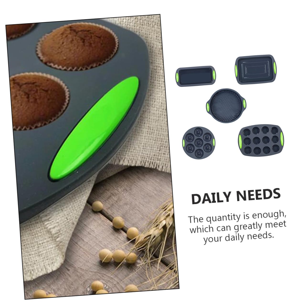 jojofuny 5 Moldes de Silicona para Repostería 5 Piezas Gris, Resistentes al Calor y Frío, Kit para Hornear Pasteles y Pan Casero, Utensilios Prácticos para Cocina Doméstica y Repostería