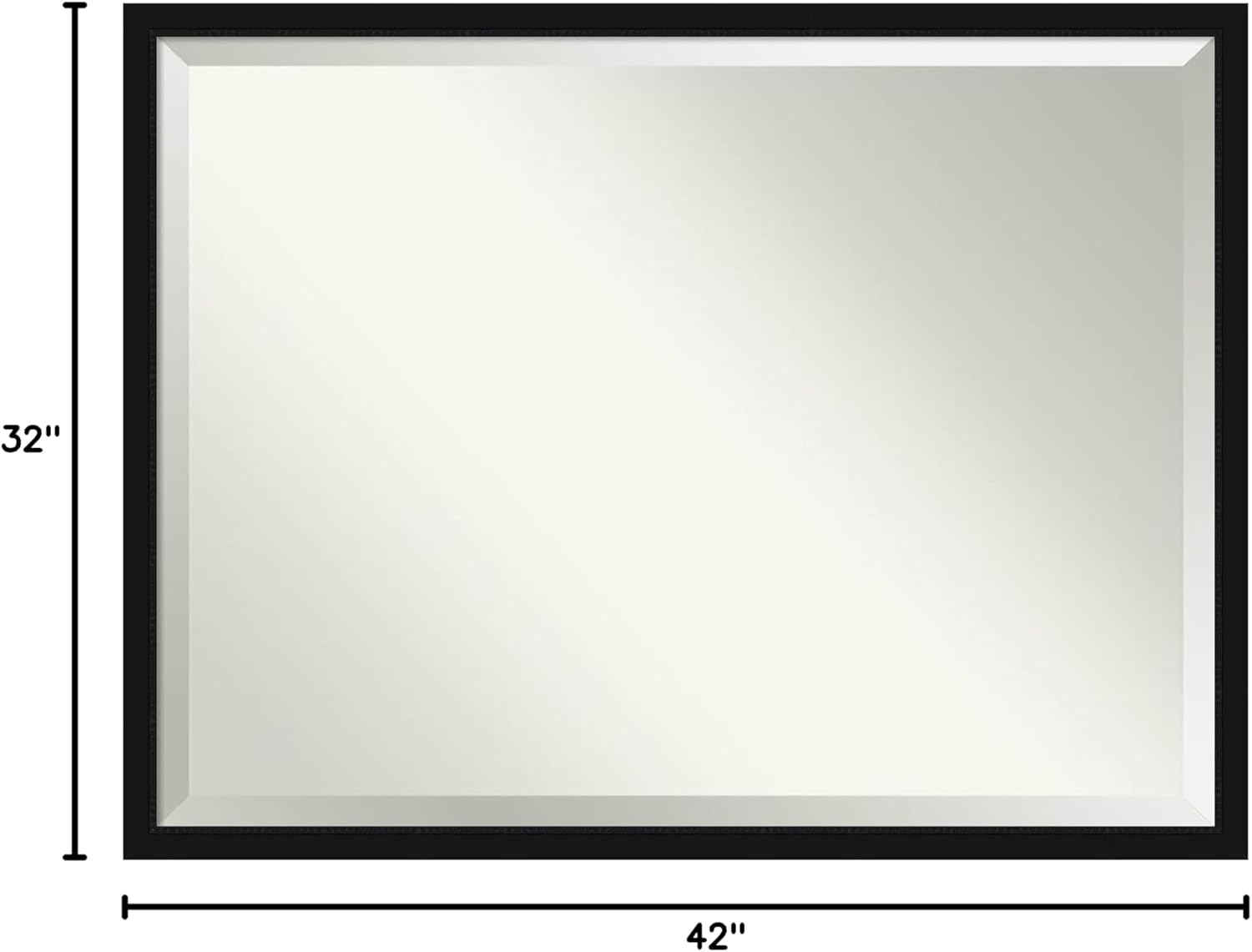 Amanti Art Black Wall Mirror 32x42 Avon Black Narrow Rectangle Bathroom Mirror for Wall Decor Living Room, X-Large Casual Frame, Hangs Horizonally and Vertically, Bathroom Decor, Beveled Edge
