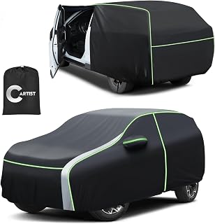 Cartist 420D Car Cover for Nissan Pathfinder 1996-2025 2026,All Weather Waterproof Car Covers for Pathfinder Accessories with Zipper Door & Reflective Safety Strips,Sun Rain Snow Dust Uv Protection