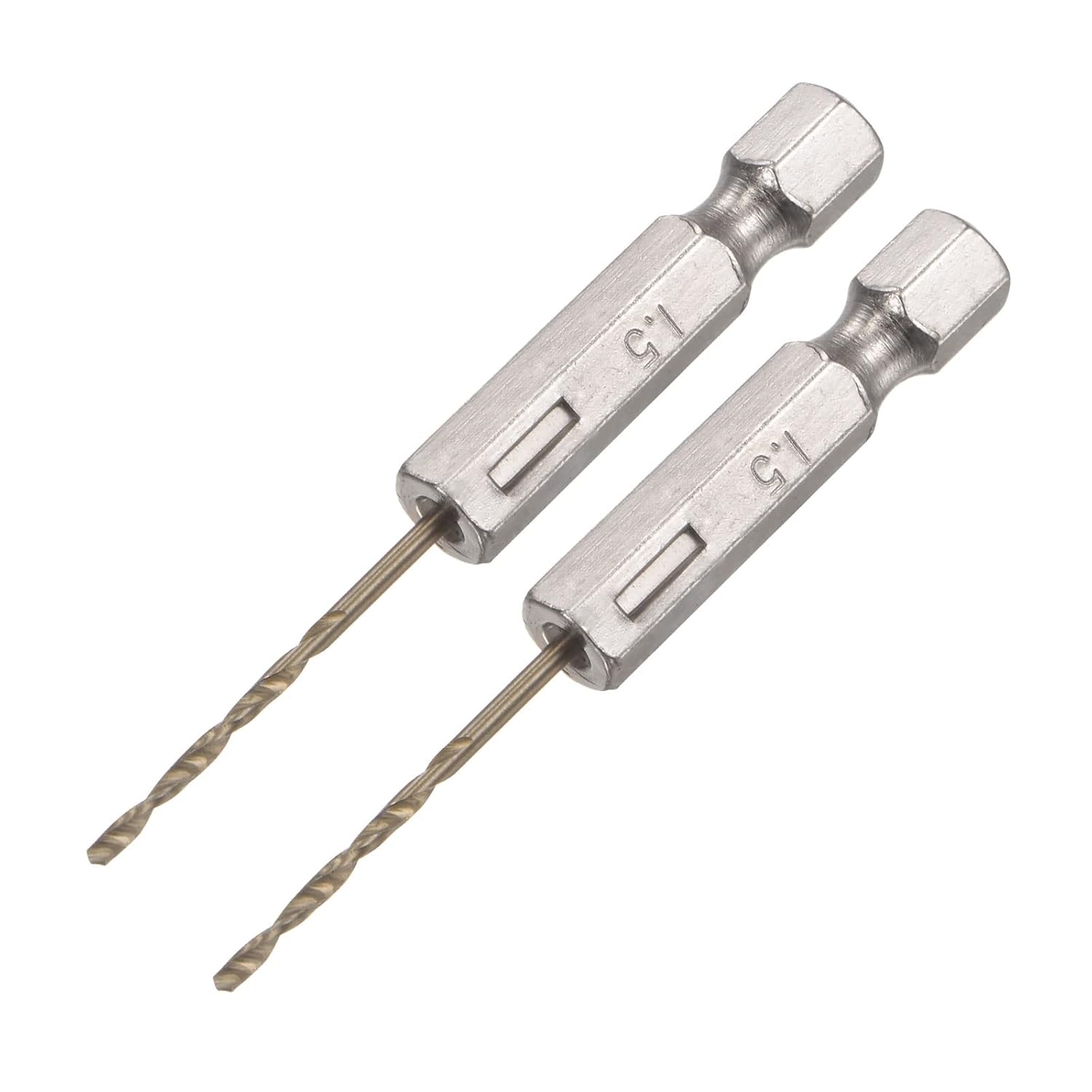 uxcell 2 Pcs High Speed Steel Hex Shank Twist Drill Bit, 1.5mm Drilling Dia with 1/4 Inch Hex Shank 60mm Length