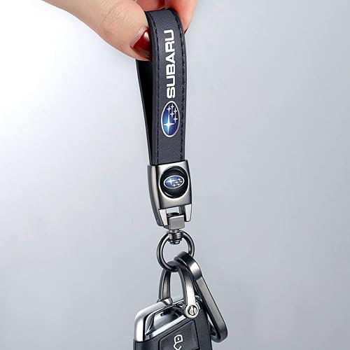 Miniatura 5 de Llavero de cuero genuino para automóvil, accesorios para colgar en el automóvil, compatible con Subaru Forest Outback Empire Traditional Crosstrek