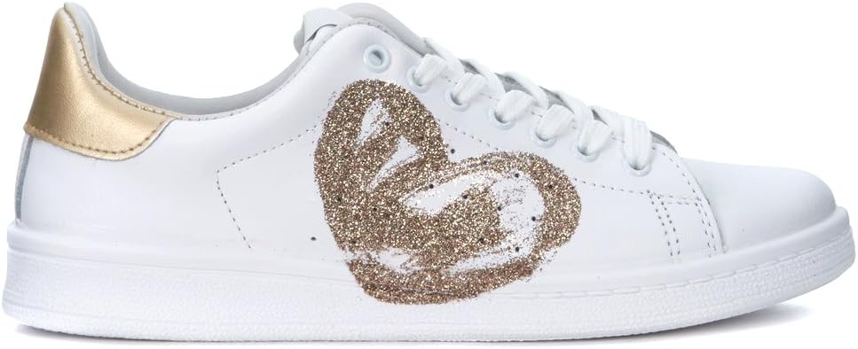 Nira Rubens Women's Daiquiri White Leather Sneakers with Glitter Star 36(IT) -3(UK) White