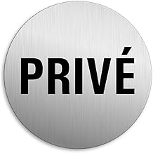 Door Sign - Private Diameter 75 mm Brushed Aluminium
