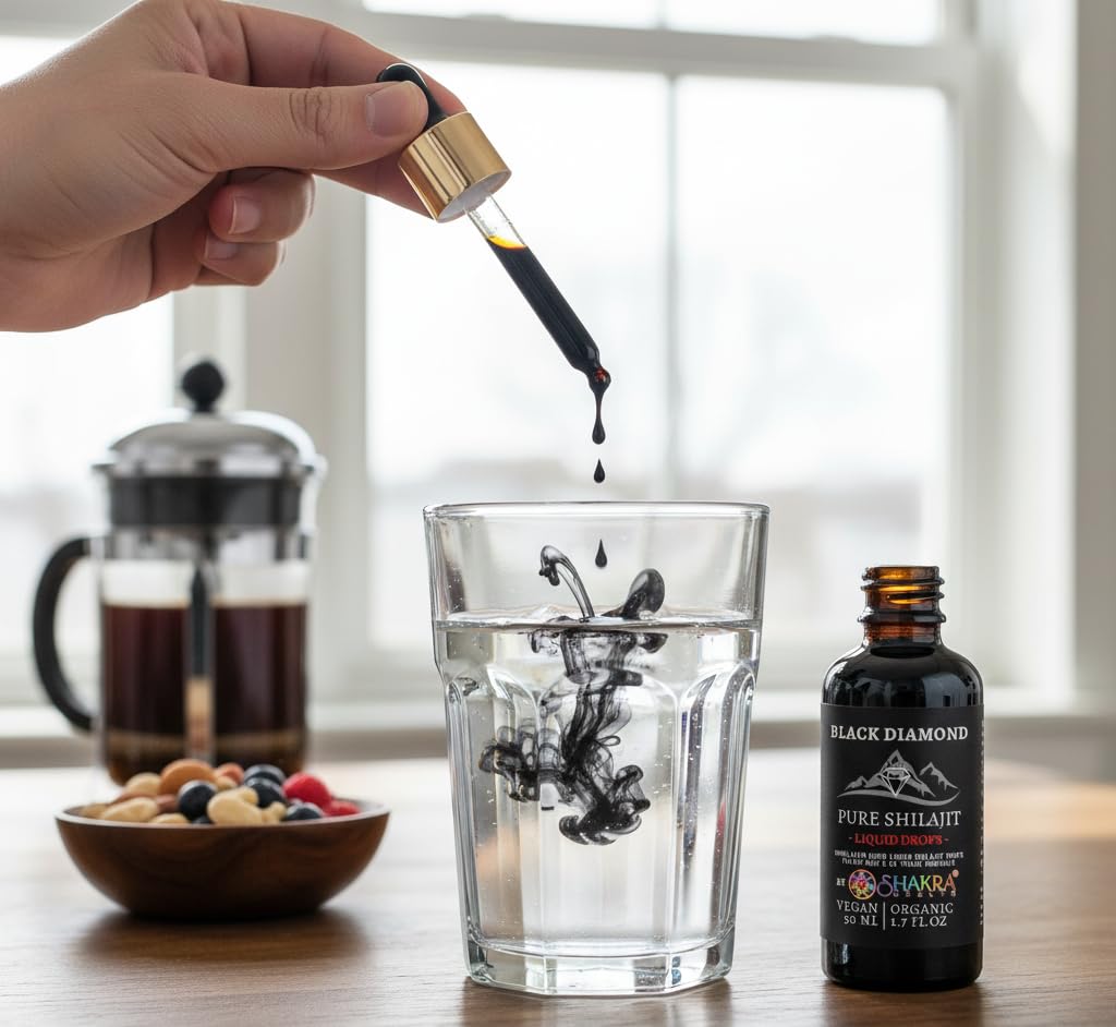 Black Diamond 50ml Gotas líquidas puras de Shilajit del Himalaya con sabor a Aloe Vera. Auténtico ácido fúlvico puro y complejo de minerales traza naturales