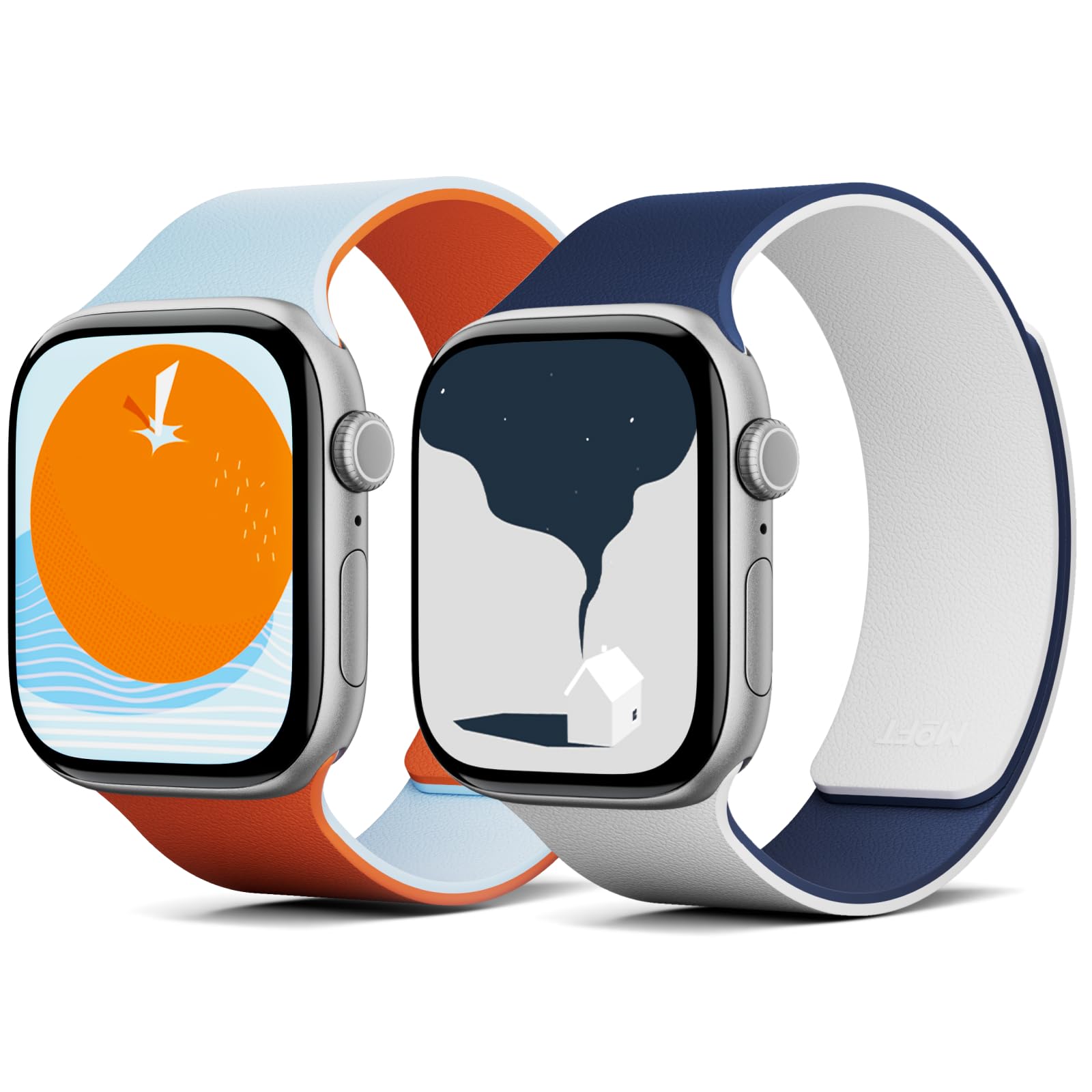 MOFT Snap Duo Watch Bands Compatible with Apple Watch 42mm(S3-1)/44mm/45mm/46mm/49mm Wake Orange x Swell Blue & Wade BluexEcho Gray