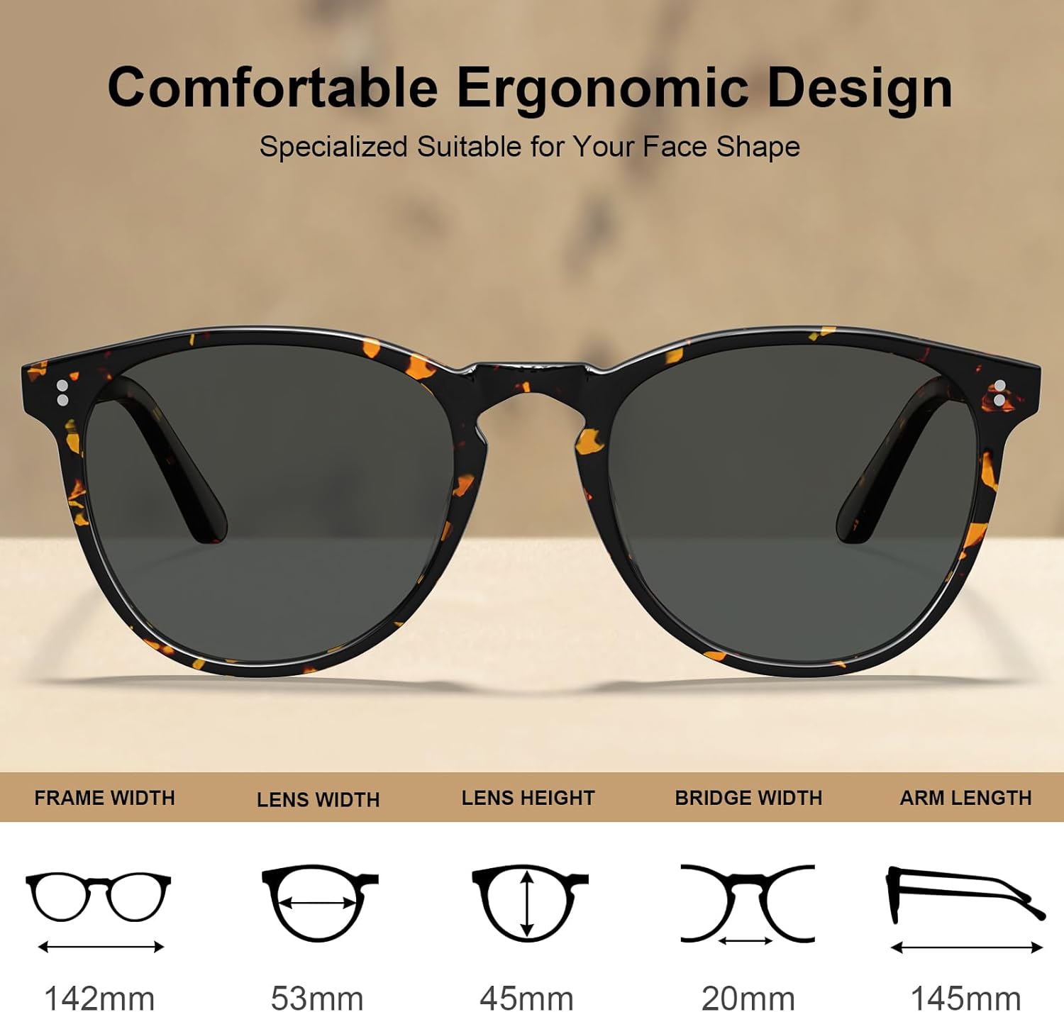 CARFIA Acetate Polarized Sunglasses for Men Trendy Retro Sun Glasses CA2307 - Image 5