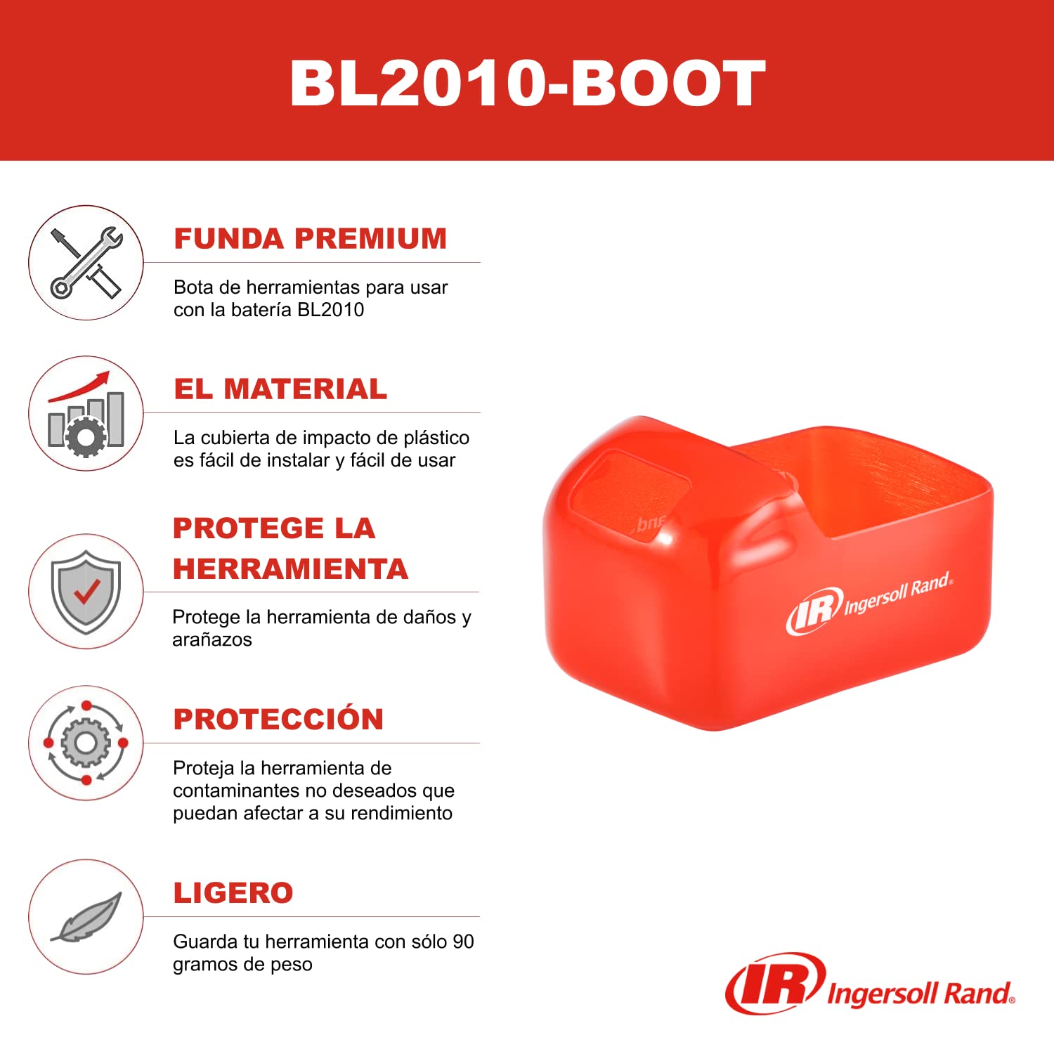 Ingersoll Rand BL2010-BOOT Tapa protectora para batería, protector de batería para llave de impacto BL2022, para herramientas eléctricas inalámbricas