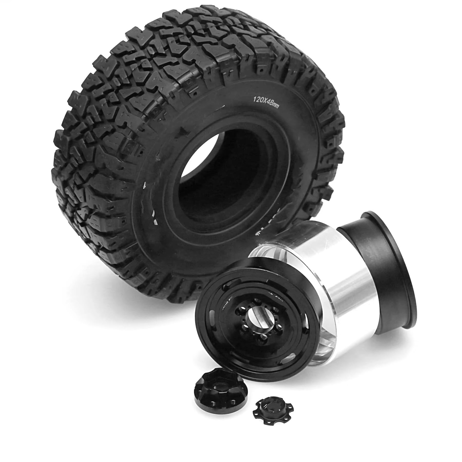 RC Ruote Gomma Compatibile Con Axial Per SCX10 Per TRX4 Per Redcat Gen 8 1/10 RC Crawler 1.9 Pneumatici Mud Slingers 4.7'' 120mm 1.9 Set Di Ruote Beadlock