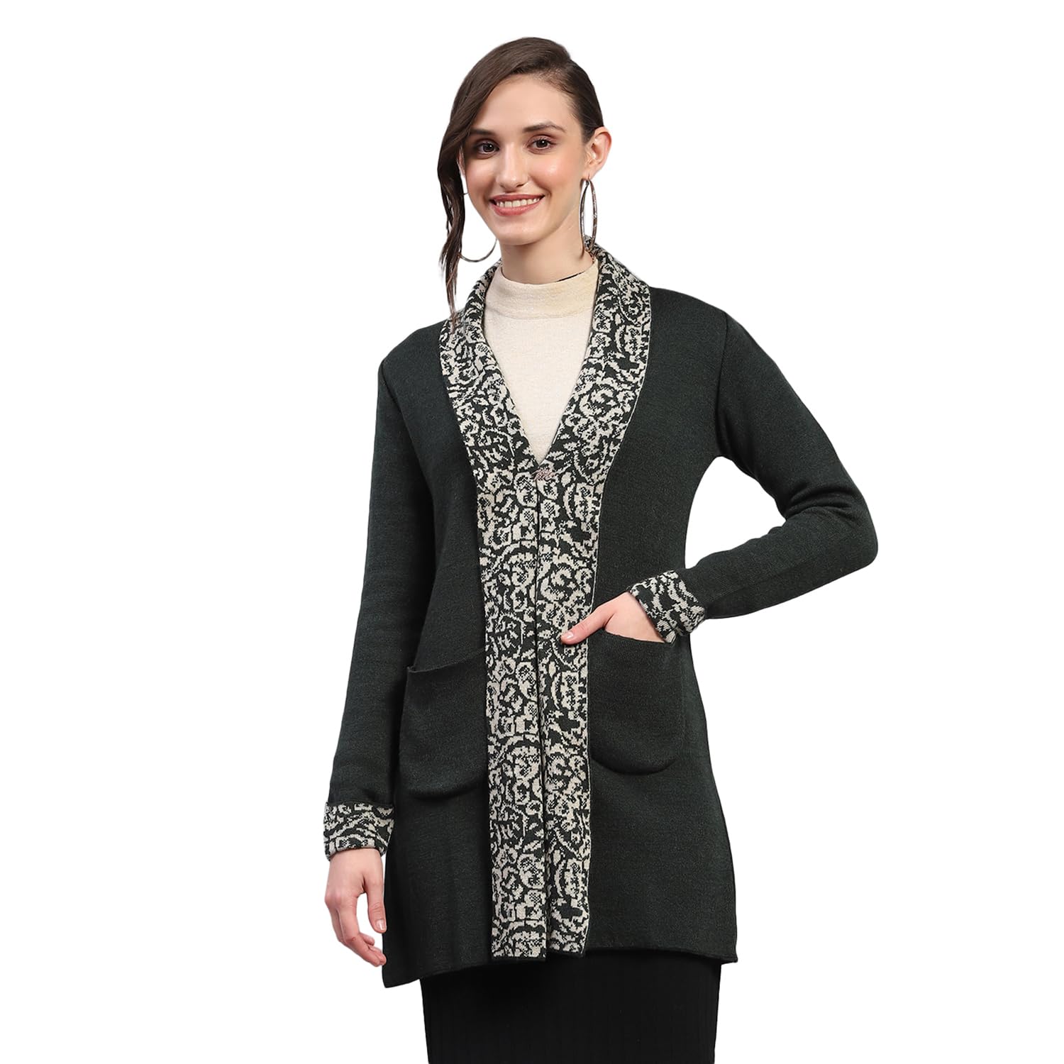 Womens Printed Notch Lapel Full Sleeve Cardigan (1243764FO)-image-38